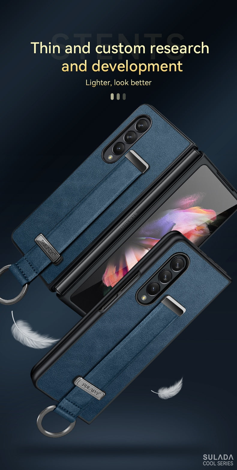 Leather Cover with Portable Wristband For Samsung Galaxy Z Fold - Premium Mobile Phone Cases from Dressmycell.com - Just $25! Shop now at Dressmycell.com Leather Cover with Portable Wristband For Samsung Galaxy Z Fold - Premium Mobile Phone Cases from Dressmycell.com - Just $25! Shop now at Dressmycell.com